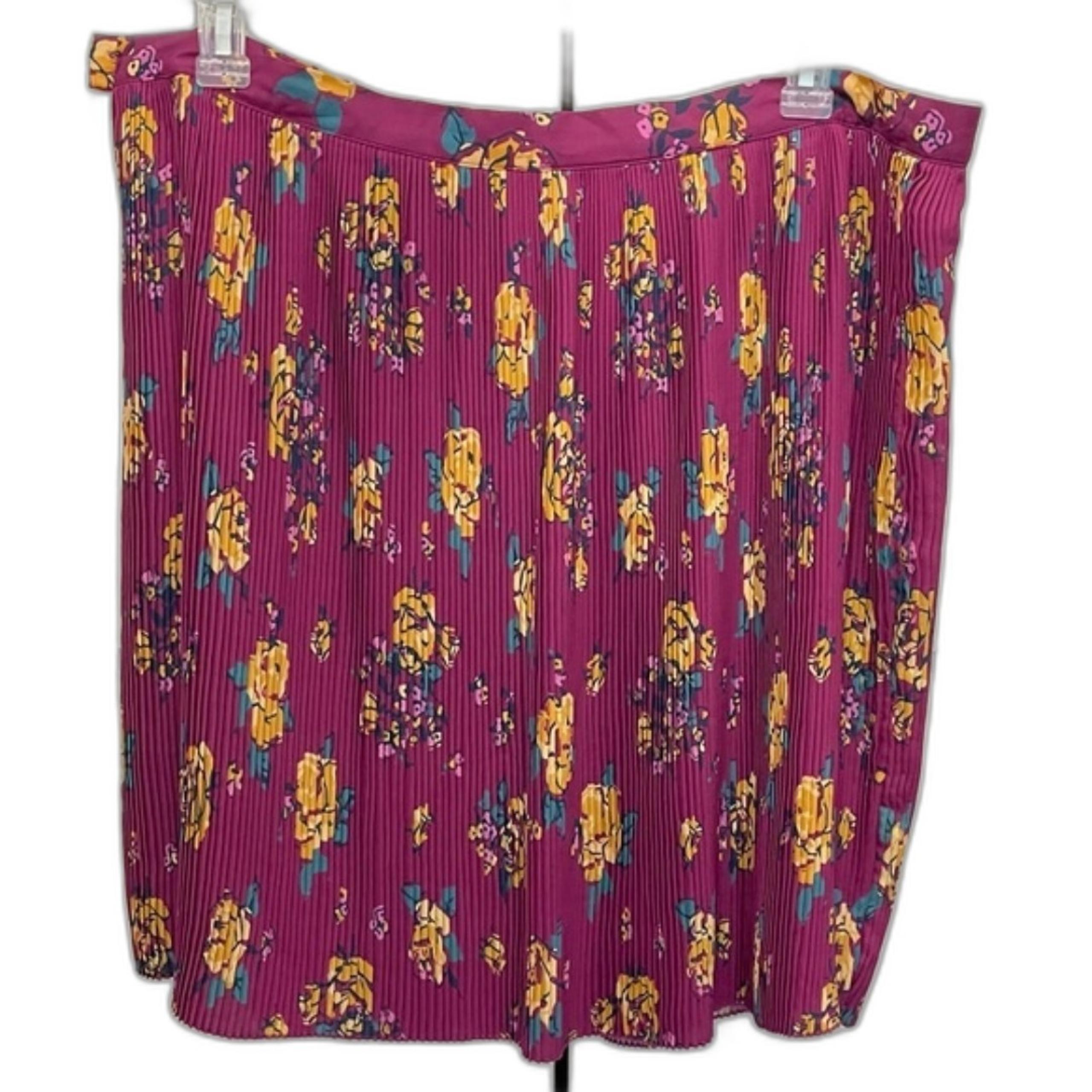 ModCloth pleated skirt fuchsia purple floral plus size 2x