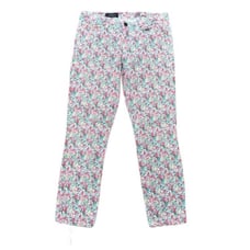 J Crew 28 Toothpick white brightly floral pattern midrise skinny cut ankle jeans
