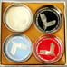 INTAGE UNITED NATIONS Metal Coasters-Set of 4 RED WHITE BLUE BLACK MID CENTURY