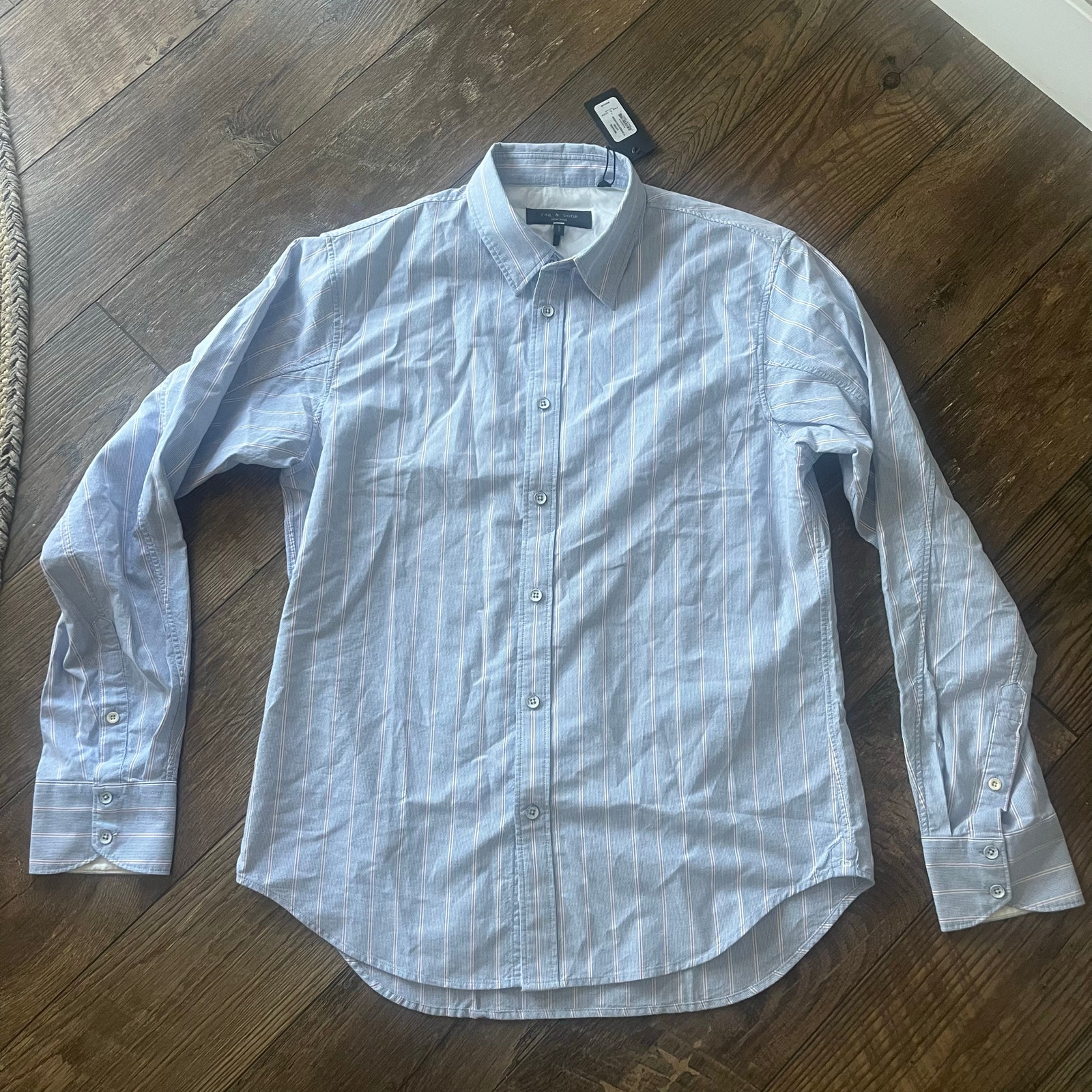 Rag & Bone Fit 2 Oxford Striped Long Sleeve Button Shirt Men Size Large NWT