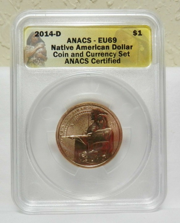 2014-D Native American Dollar 1 Graded EU69 First Strike Coin & Currency Set