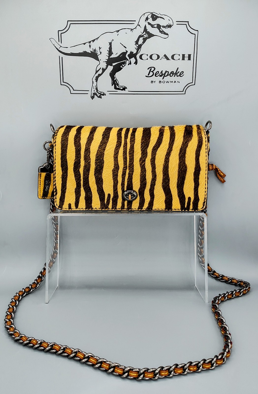 Coach Tiger Print Haircalf Dinky. Restored/Upcrafted. Custom charm. OneOfaKind