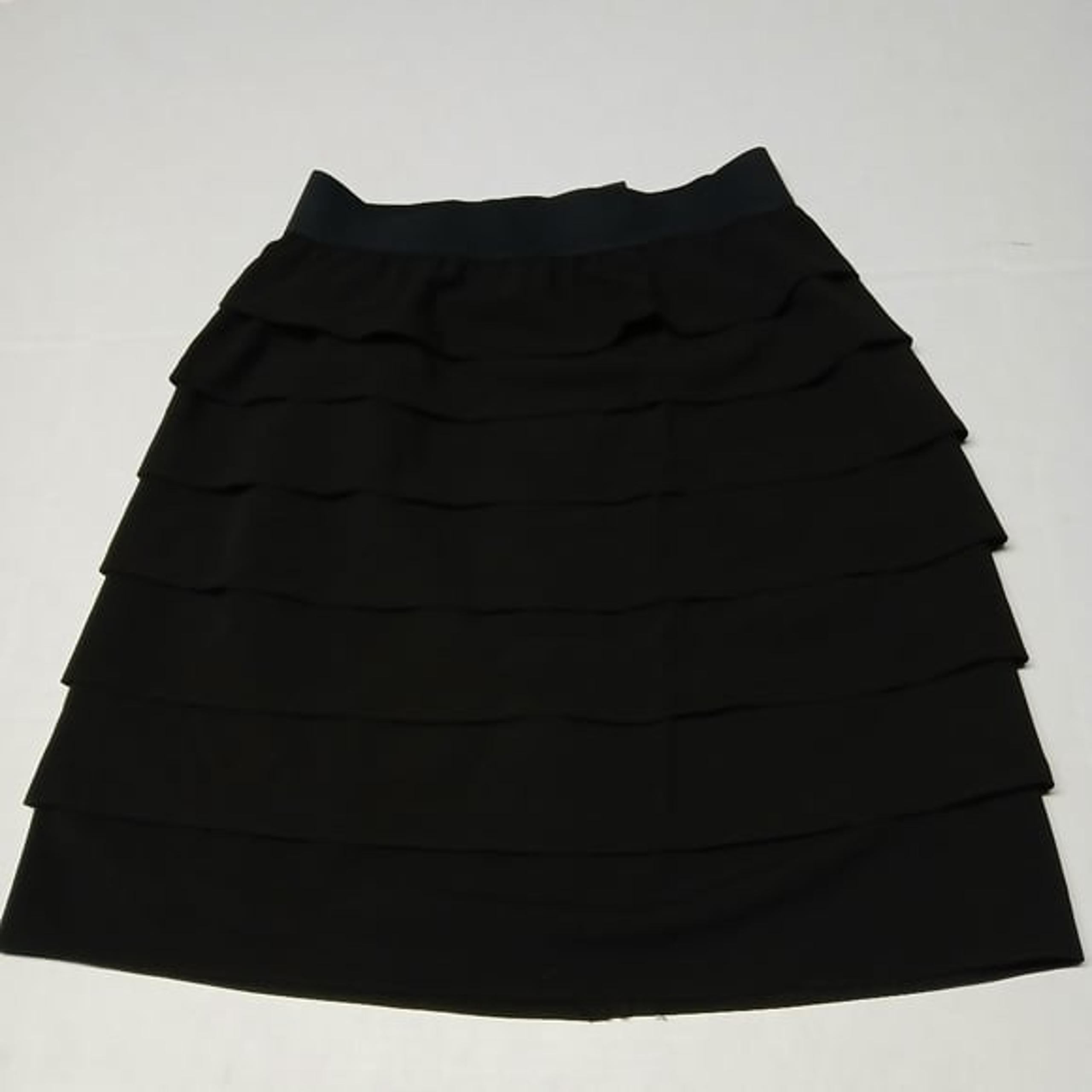 Nine West Suit Black Horizontal Ruffle Skirt Layered Tier Size 12 Elastic Waist