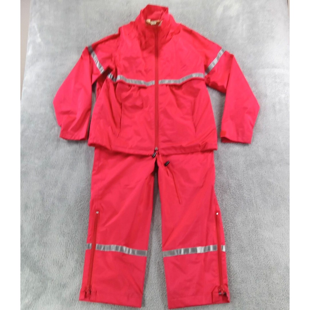 VINTAGE LL Bean Rain Suit Womens M Pink Jacket Pants Reflective Goretex Nylon