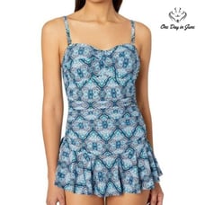 Chaps Skirted Bandeau Mio One Piece Swimsuit Size 16W