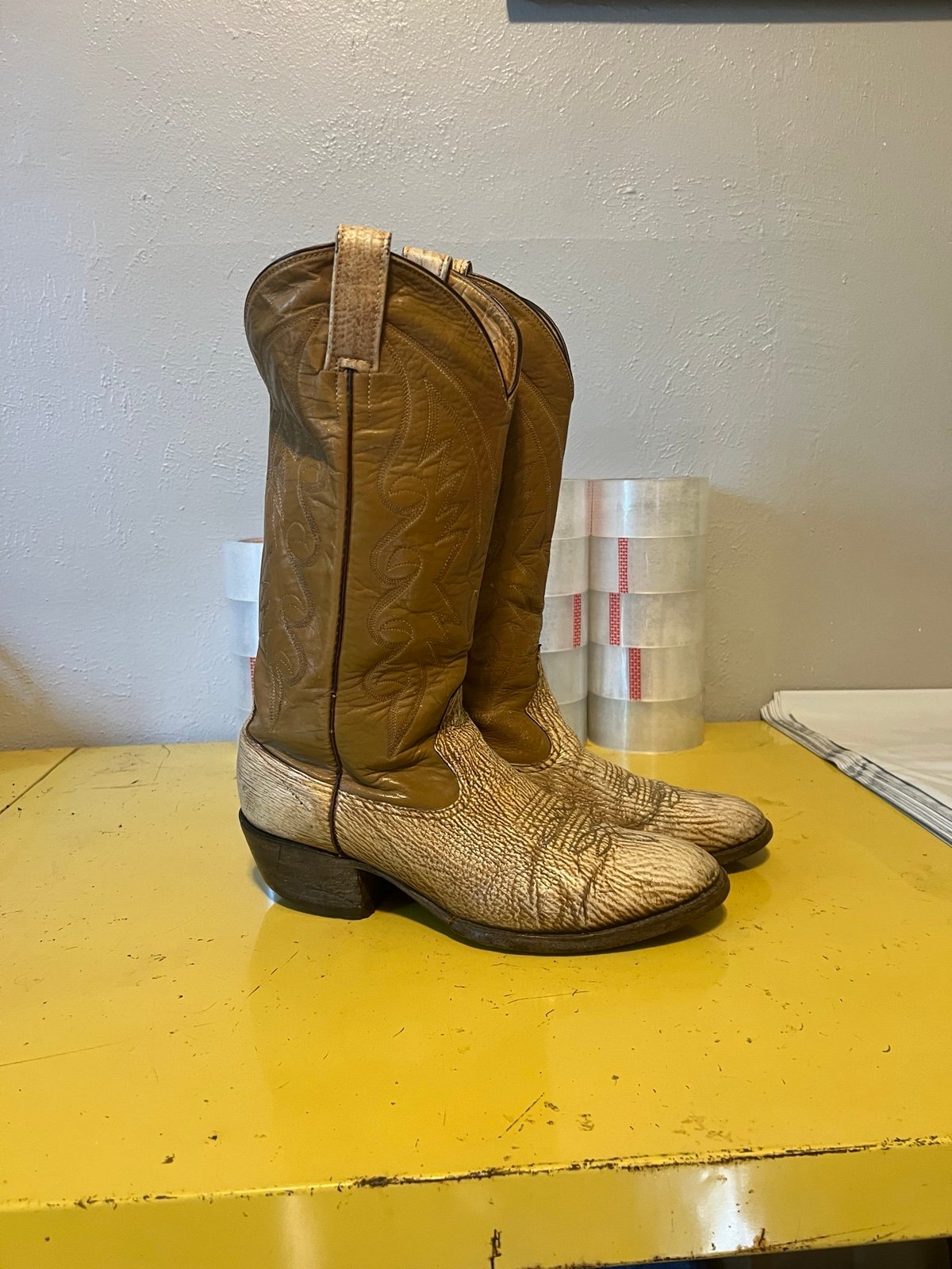 Vintage Morgan & Miller Cowboy Snakeskin Boots Sz 8
