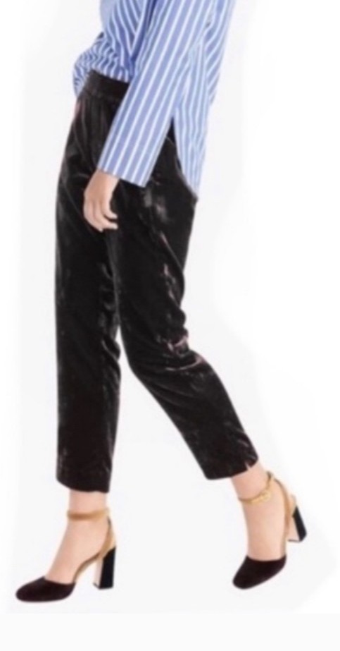 J.Crew Black Velvet Pull On Luxe Pants Sz 8 New Tags
