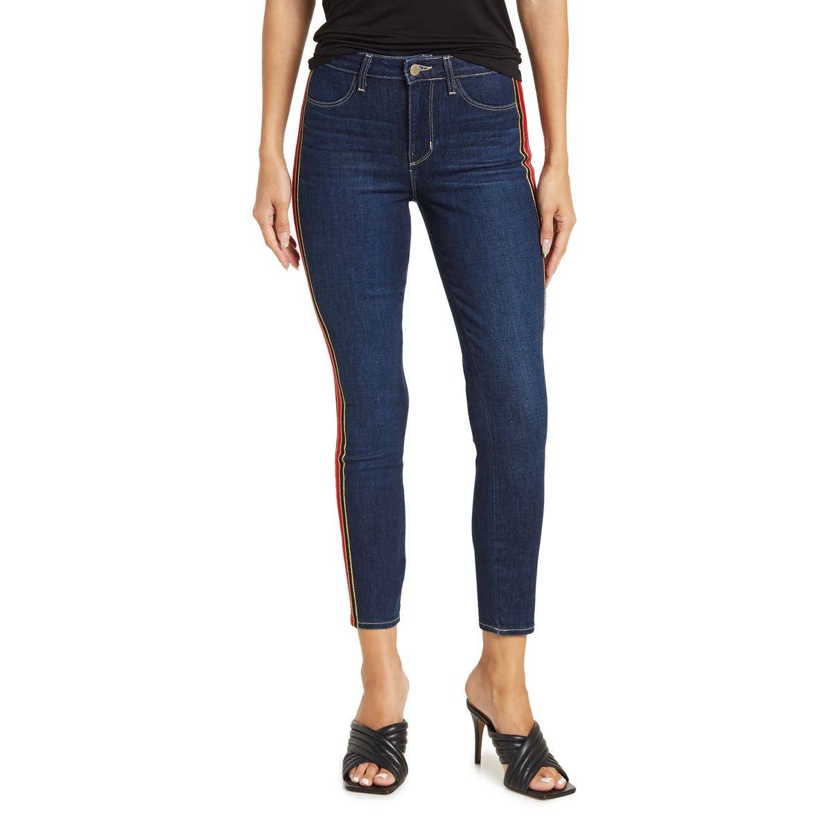 New L'agence Margot Side Stripe High Rise Crop Skinny Jeans Size 26