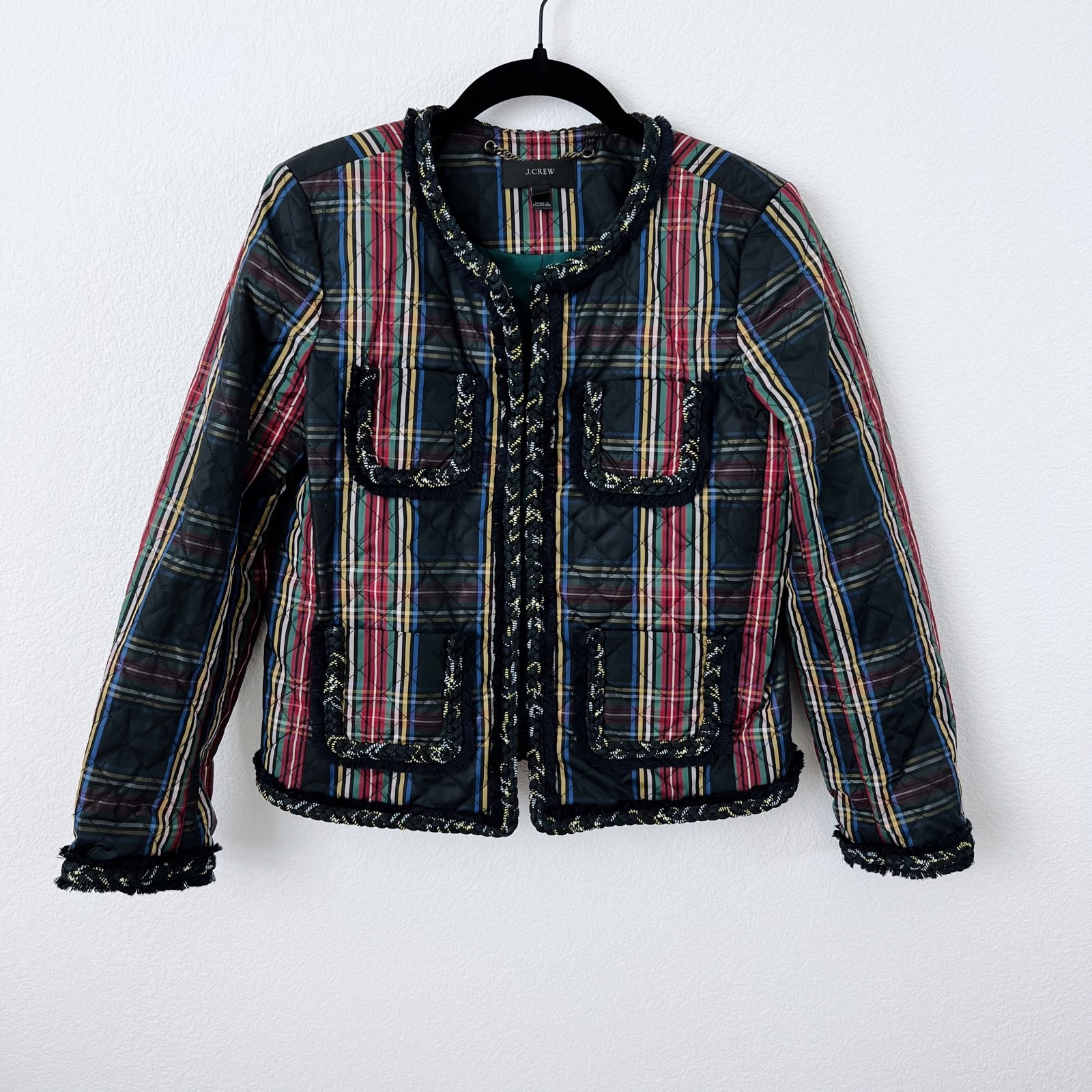 J. Crew Plaid Quilted Lady Jacket