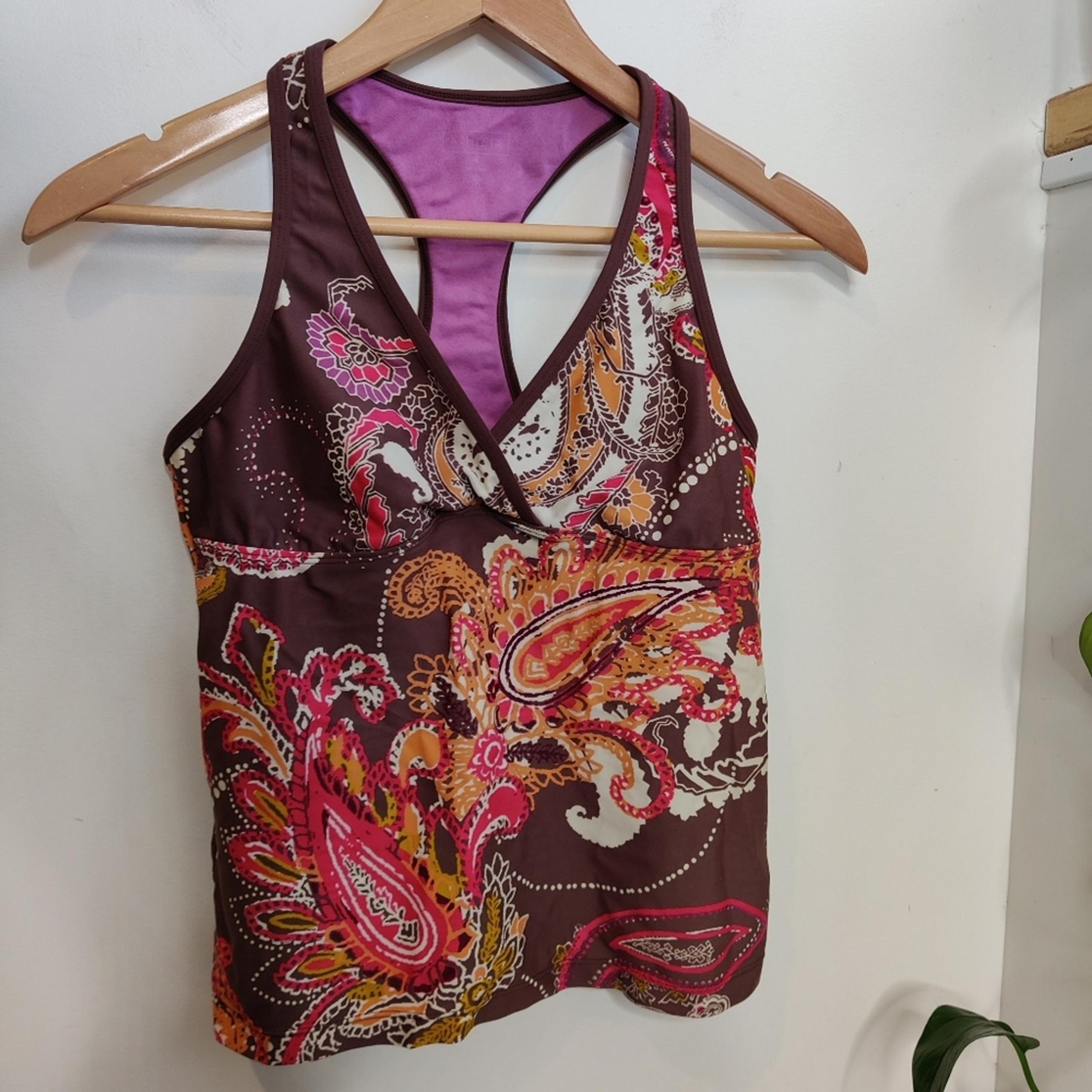 Athleta Paisley Print Surplice V-Neck Faux Wrap Tank Top Size Medium