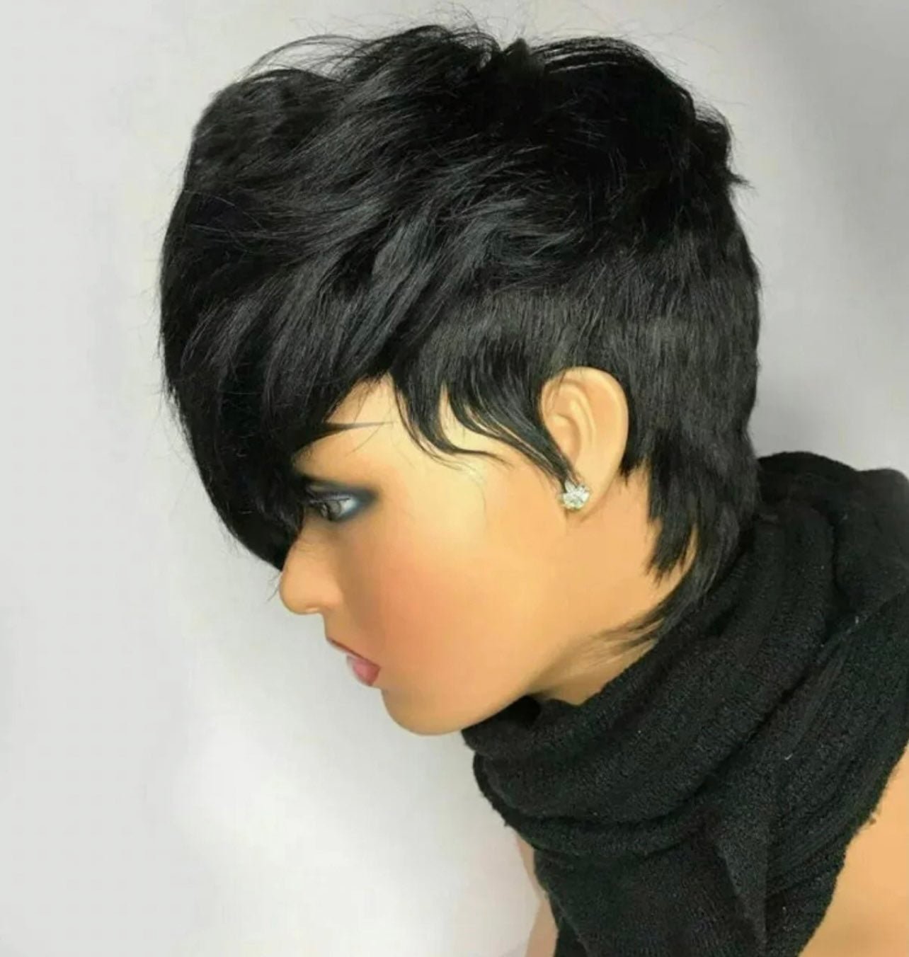 Copy- short pixie cut wavy wave hair wig for women peruvian remy human hair wig