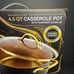 NIB Parini 4.5Qt 18K Infused Gold Coated Casserole Pot w/ Tempered Glass Lid