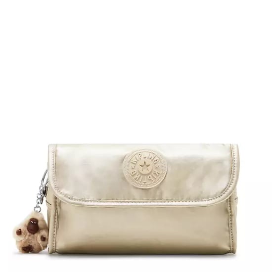 Kipling Daisee Gold Metallic Pouch NEW
