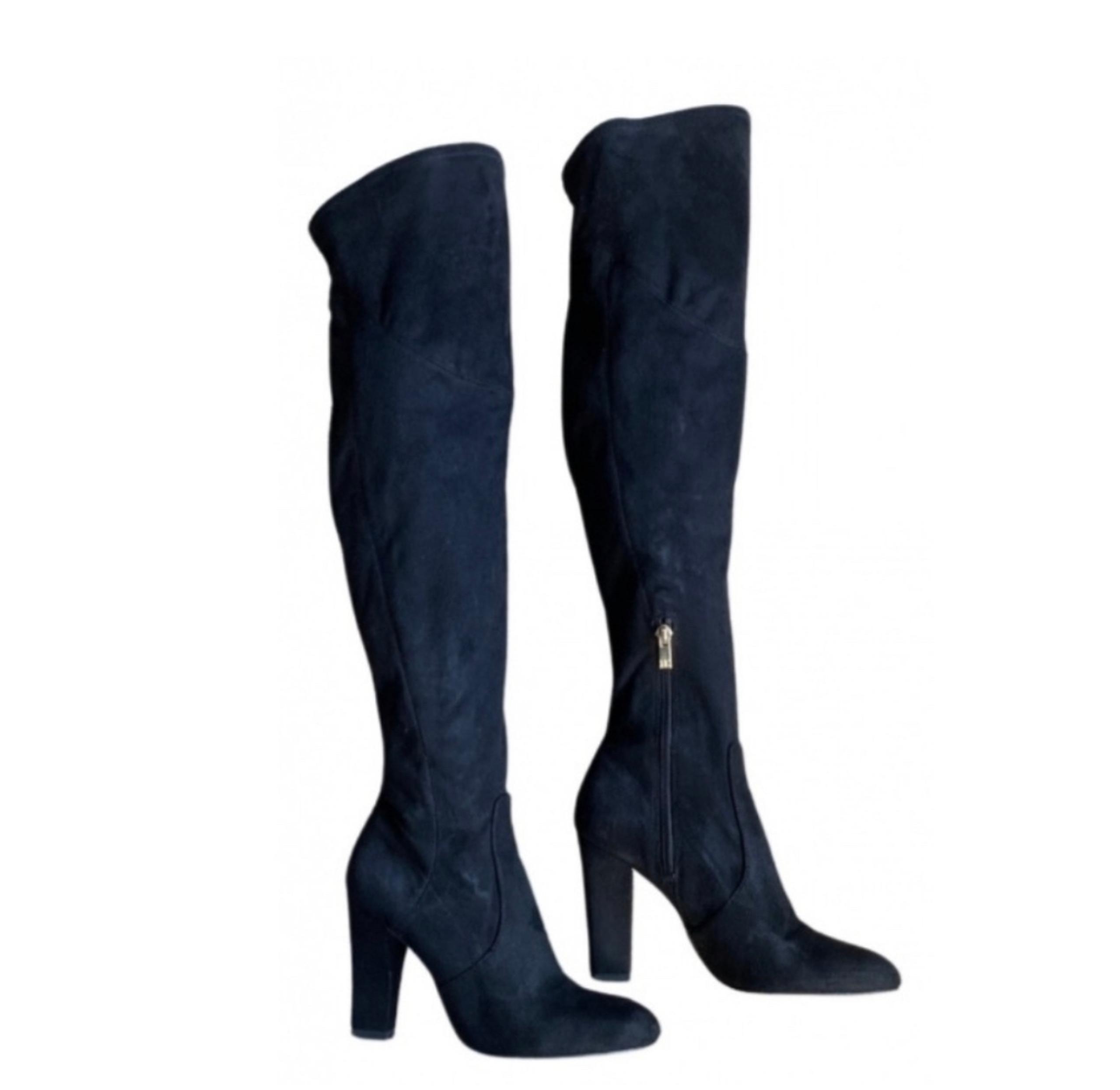 Ivanka Trump Dark Blue Suede “Sennet” Tall Boots Faux Suede- 8