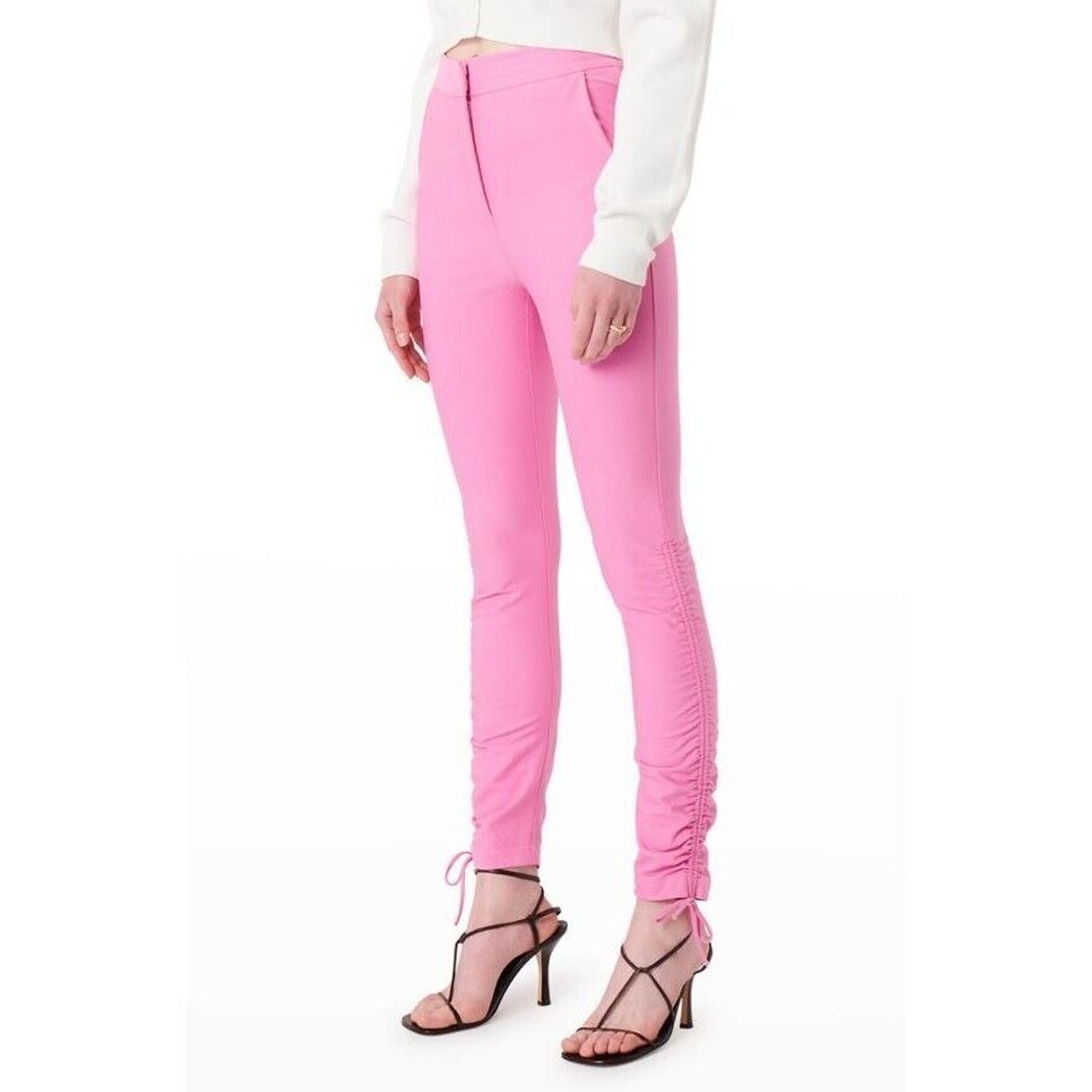 Derek Lam 10 Crosby Pink Barbie Camryn Ruched Slim-Leg Pants Spring NWT 4 395