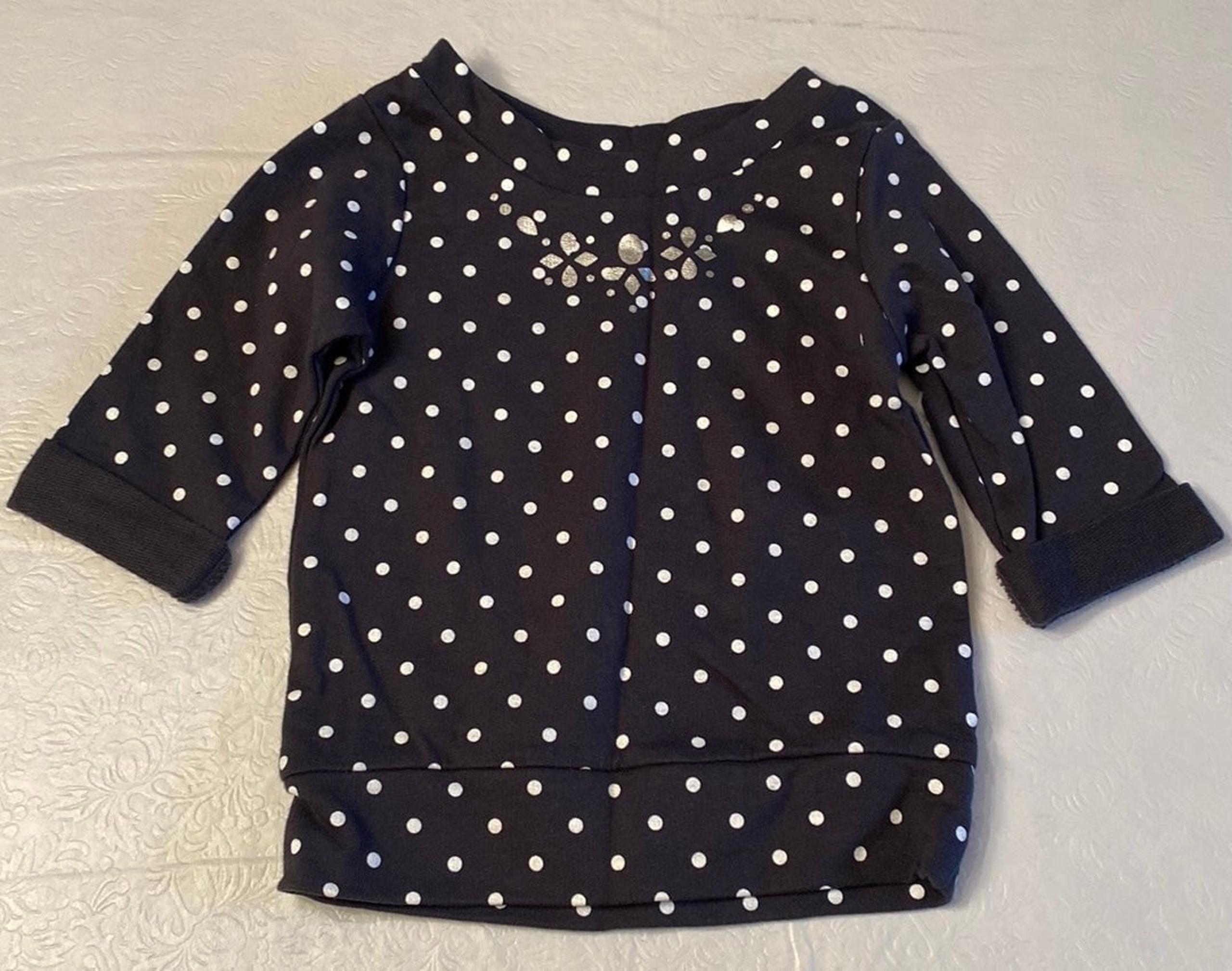 Carter’s Infant Girls Black/White Polka Dots- 3/4 Sleeve Top- Size 18 mon - Carter's