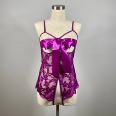 Magenta Bow Teddy Bodysuit Lingerie