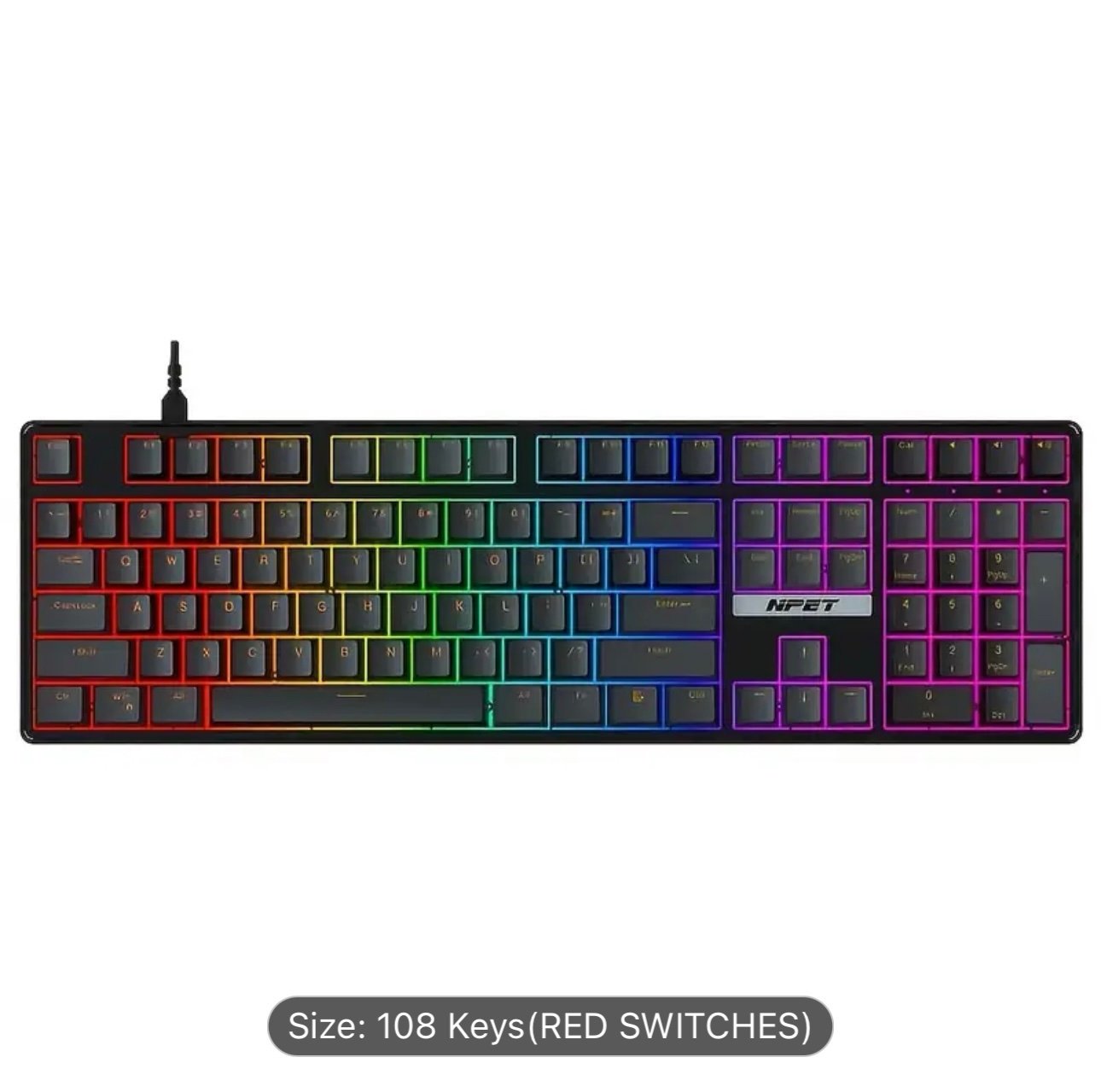 Computer Wired Mechanical Feel Gaming Keyboard 108 keys RGB LED Light Backlight