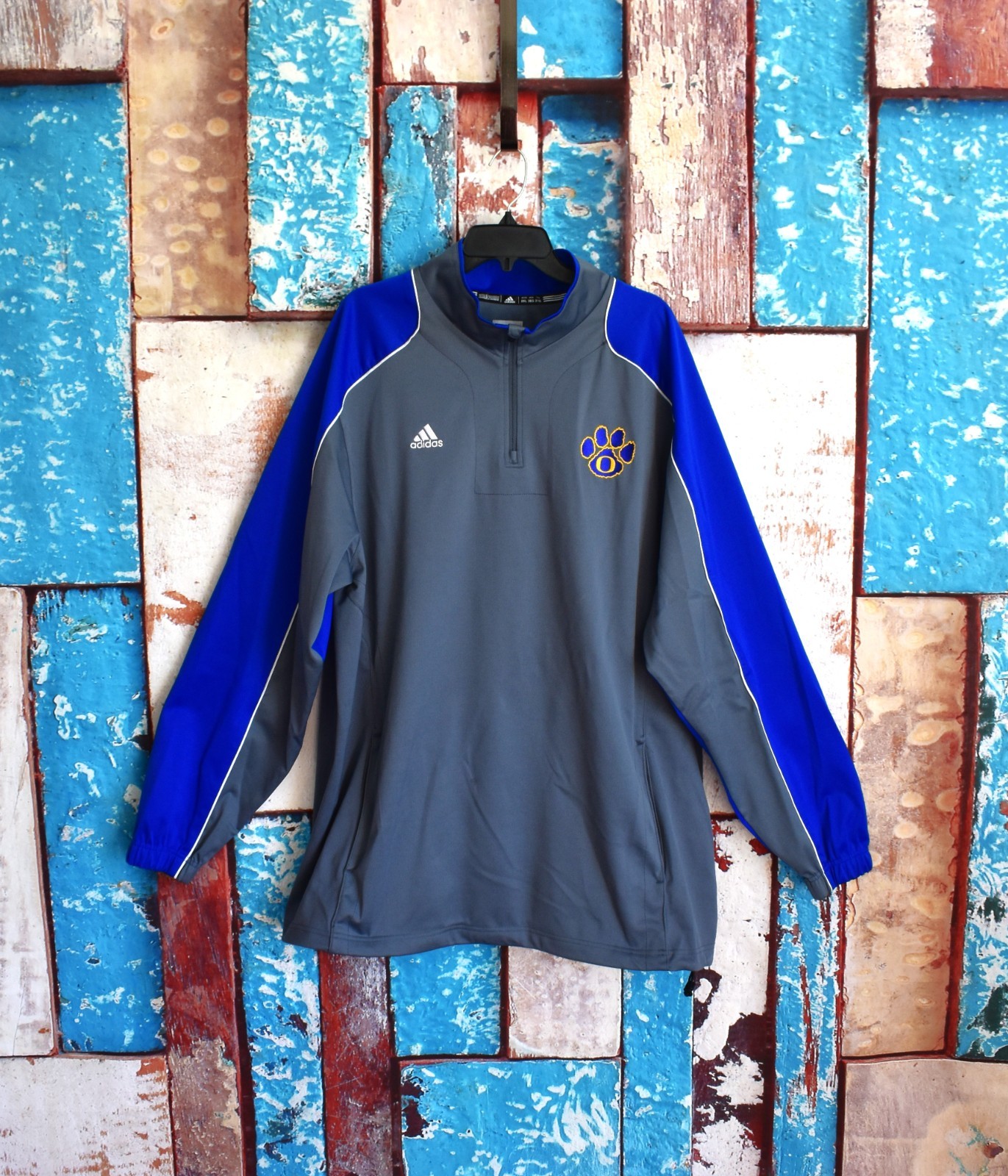 Men's Adidas 1/4 Zip Performance Pullover MLB Baseball 2XLARGE Gray/Blue