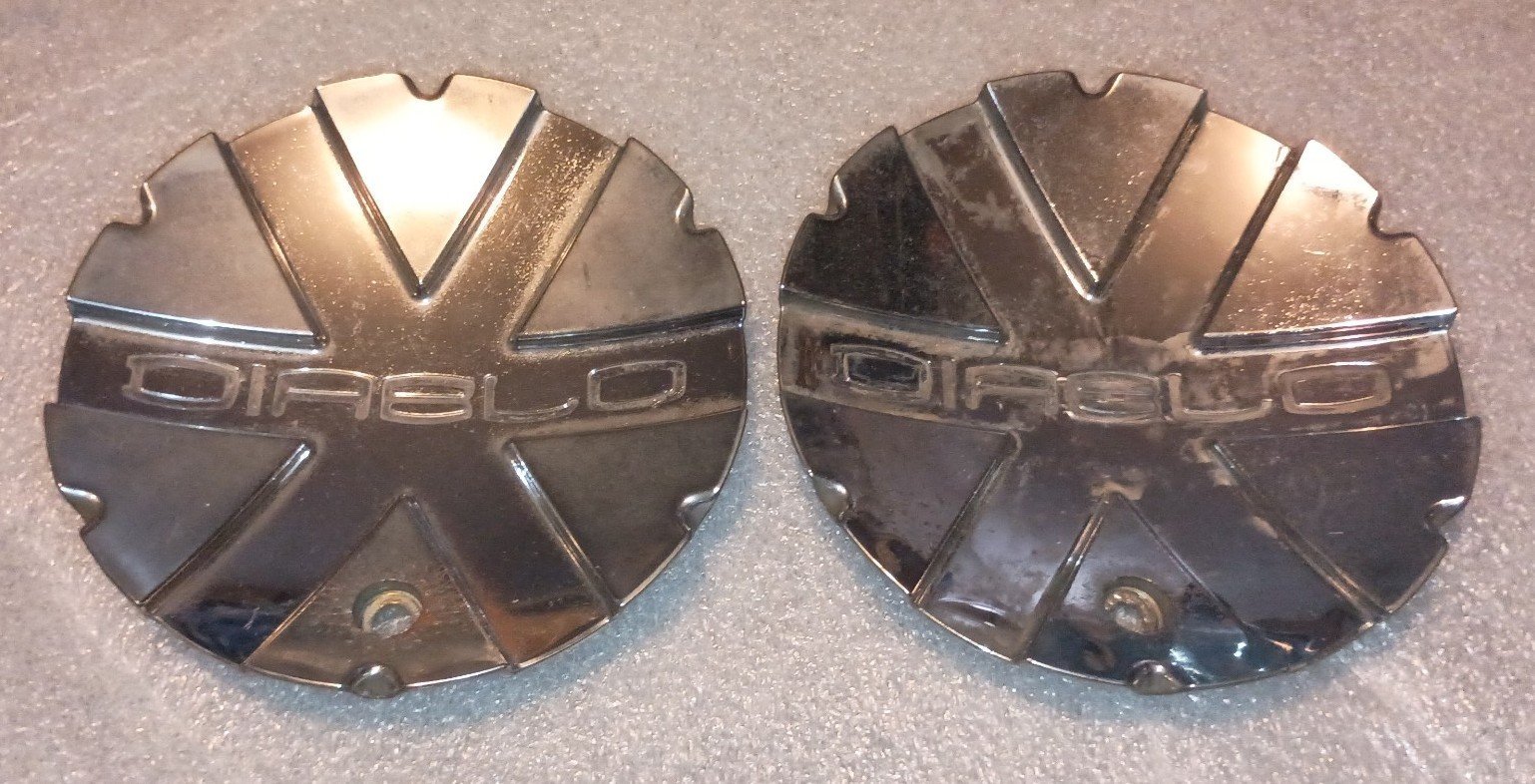 2-USED Diablo wheel center caps chromed