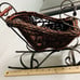Vintage Ornate Style Rattan Basket, Rustic Wicker and Metal Sleigh, Home Decor
