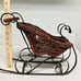 Vintage Ornate Style Rattan Basket, Rustic Wicker and Metal Sleigh, Home Decor