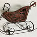 Vintage Ornate Style Rattan Basket, Rustic Wicker and Metal Sleigh, Home Decor