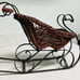 Vintage Ornate Style Rattan Basket, Rustic Wicker and Metal Sleigh, Home Decor