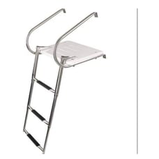 NEW! Fiberglass Boat Swim Platform Stainless Ladder w/telescoping 2 Handrails