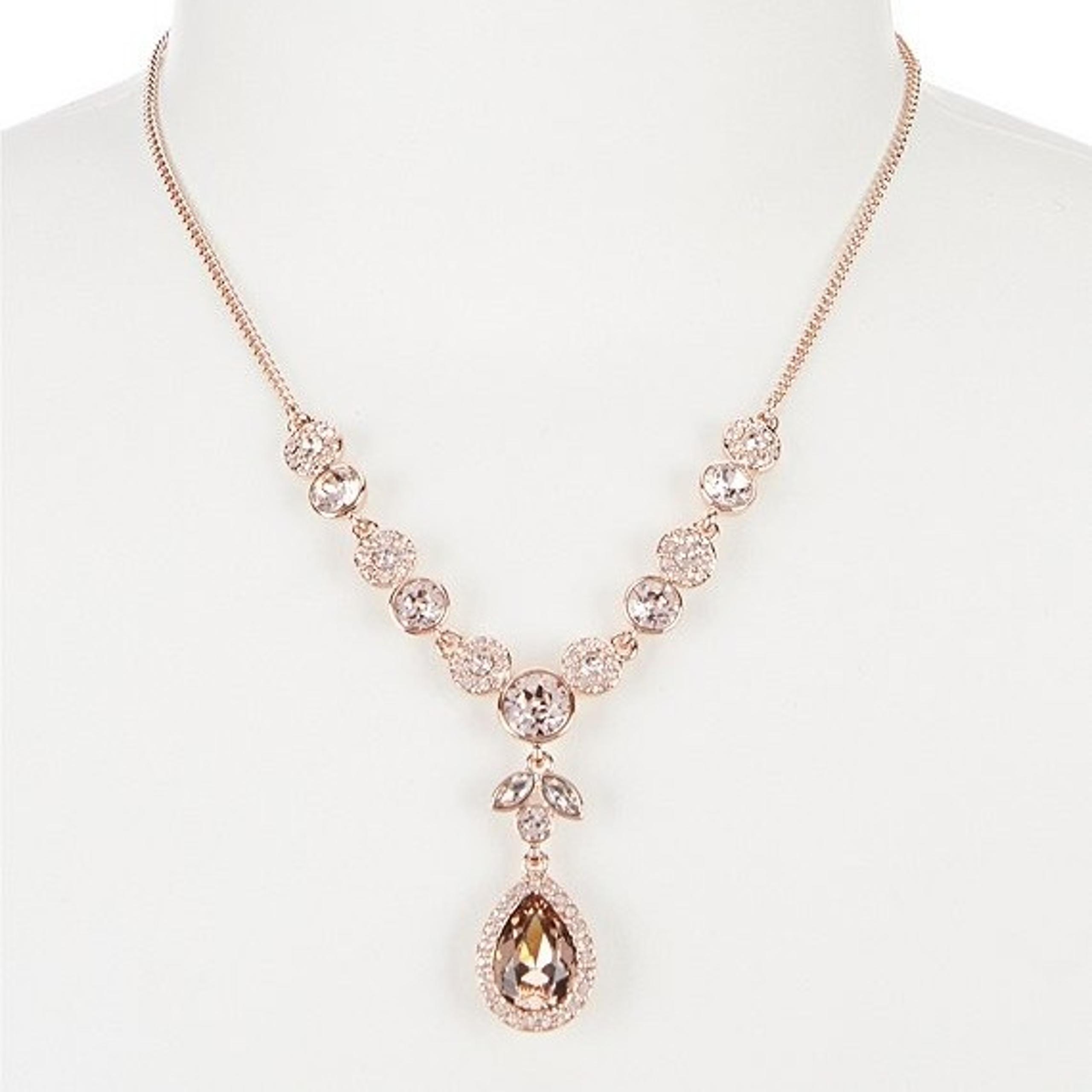 Givenchy Women's Crystal Rose Gold Pear Y-Necklace