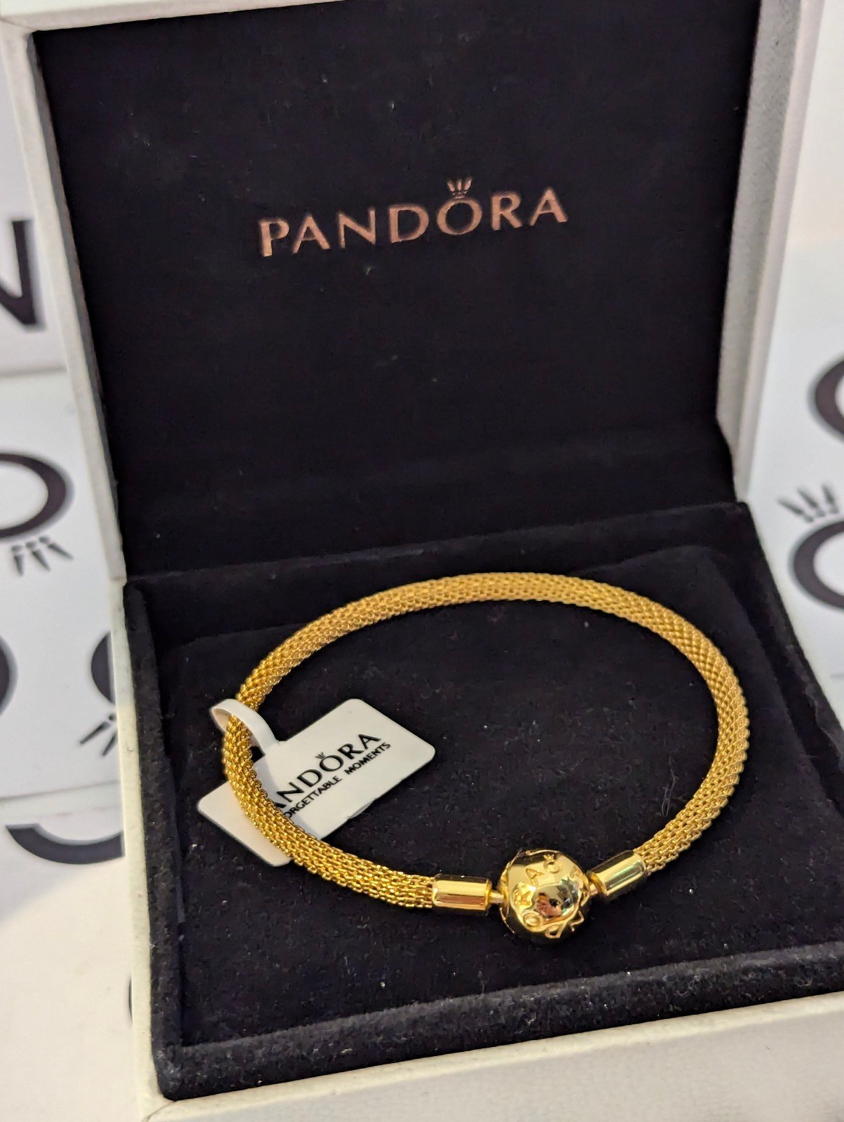 Pandora Moments 14k Golden Plated Bangle Bracelets for women size 7.1 inches