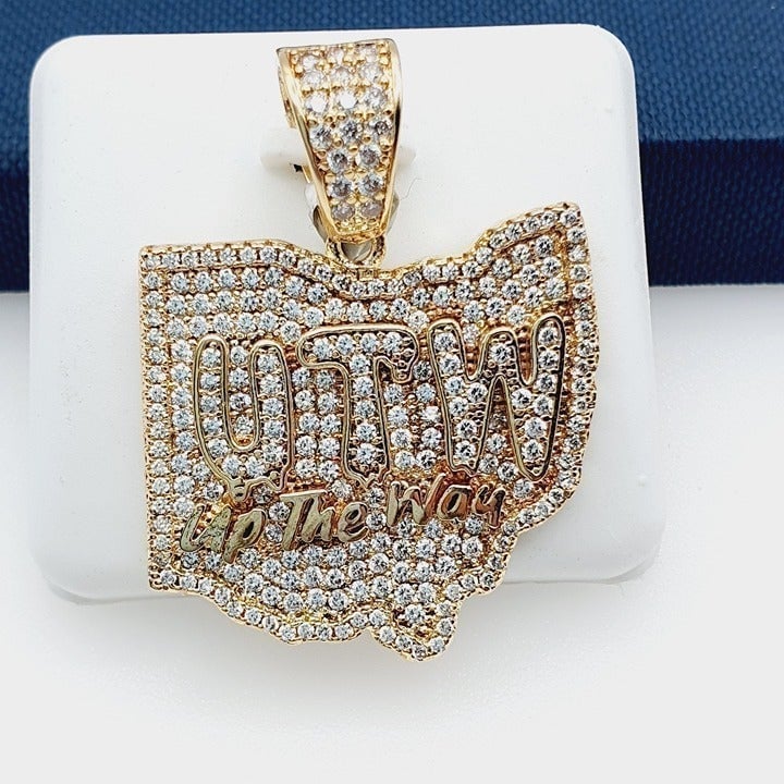 14K Gold Plated Cubic Zircon Pendant, INUS1BR257