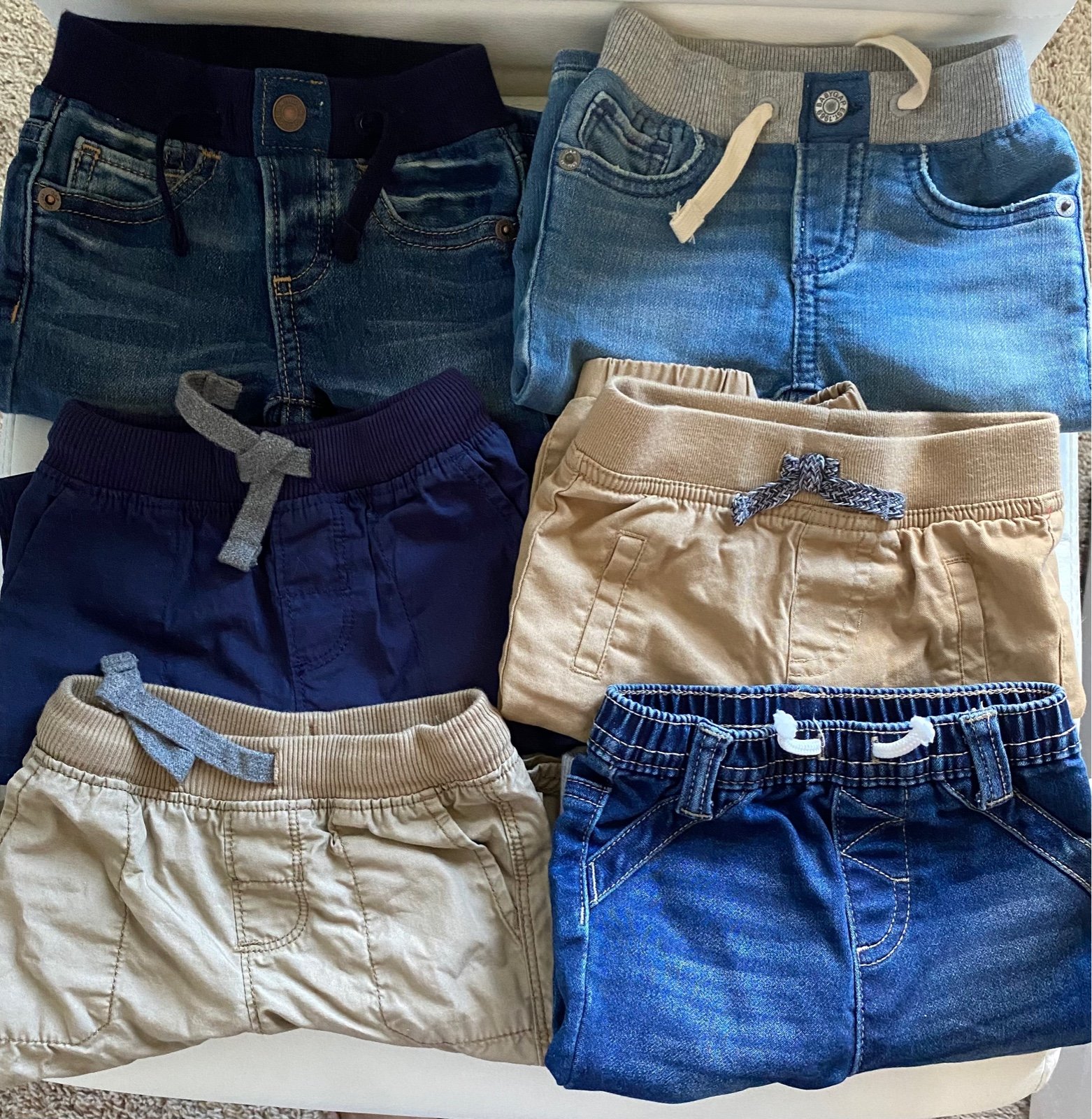 2 pair Of Baby Gap Jeans 2 Pair Of Carters Pants & 2 Pair Of Target Brand Pants