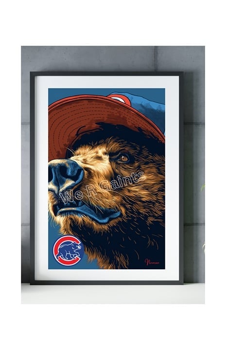 Chicago Cubs Poster Framed 11x17 Chicago Logo Print Cubs Memorabilia