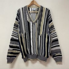 Vintage Mac Divots Gray Black & White Thick Knit Coogie Style Sz Large EUC