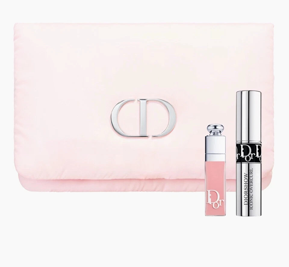 DIOR Beauty Pink Flap Pouch Makeup Set w Mini Dior Addict & Mascara