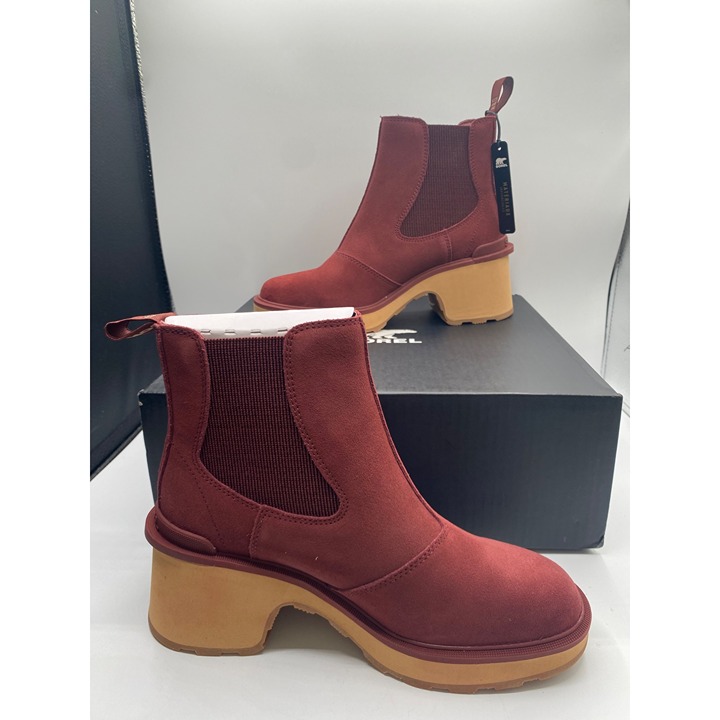 Sorel Women's Brown Hi Line Heel Round Toe Slip On Chelsea Boots Size 9.5 NWB