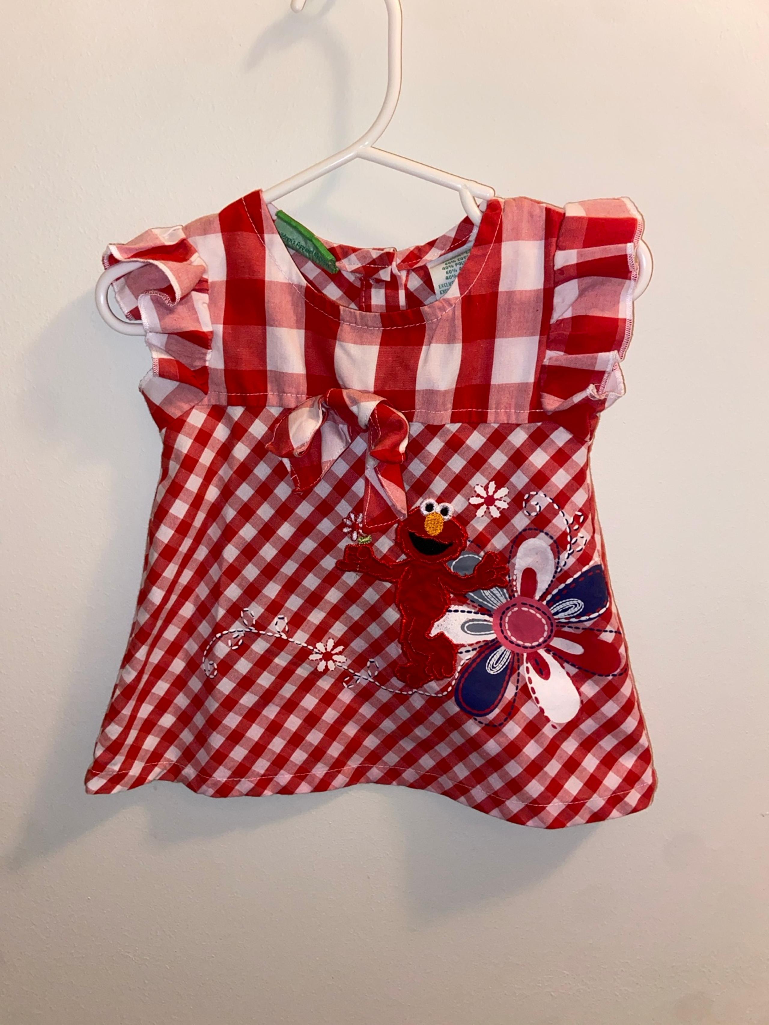 Y2K red gingham Elmo shirt - Sesame Street
