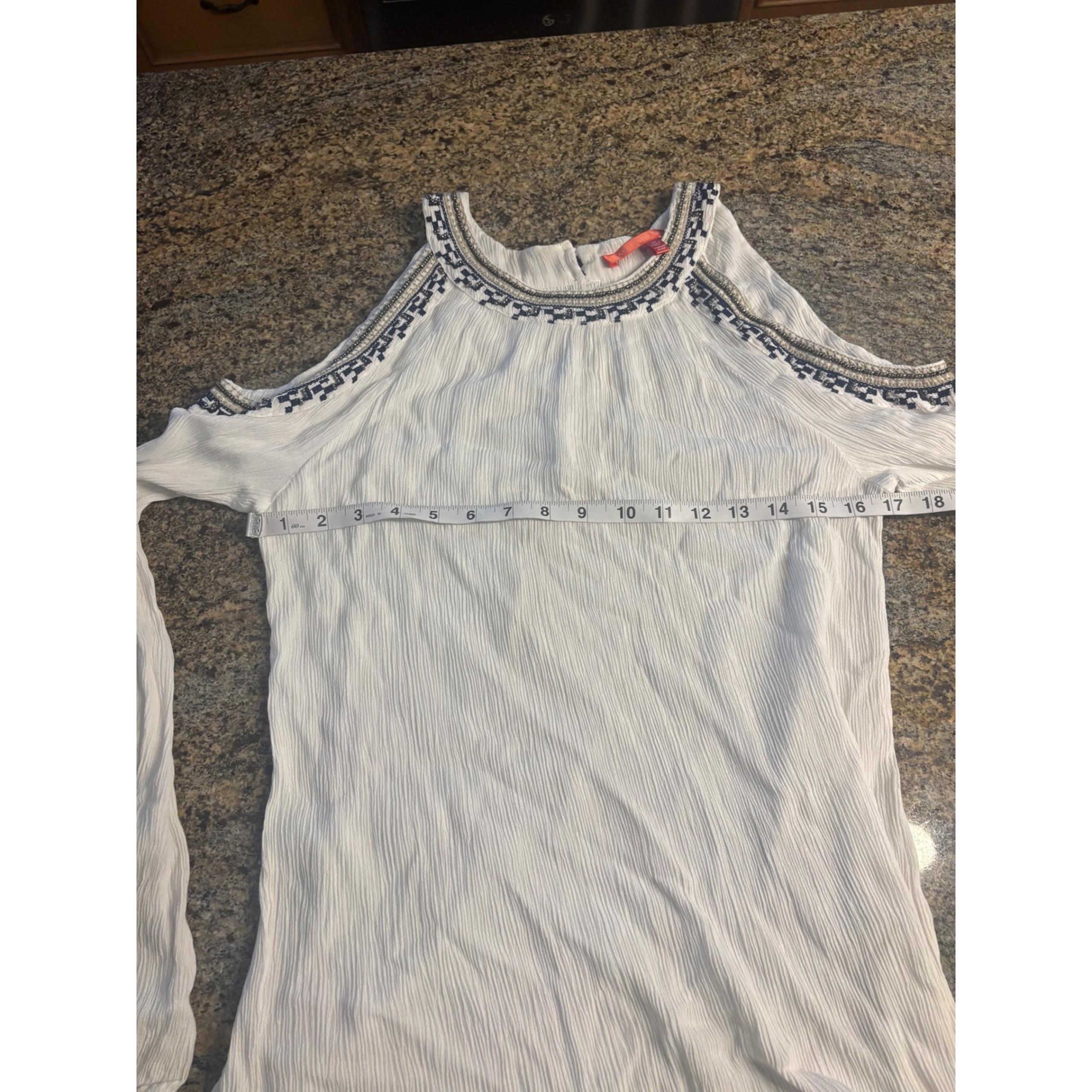 Saks Fifth Avenue Embroidered Cold Shoulder Top Bohemian Blouse S/P
