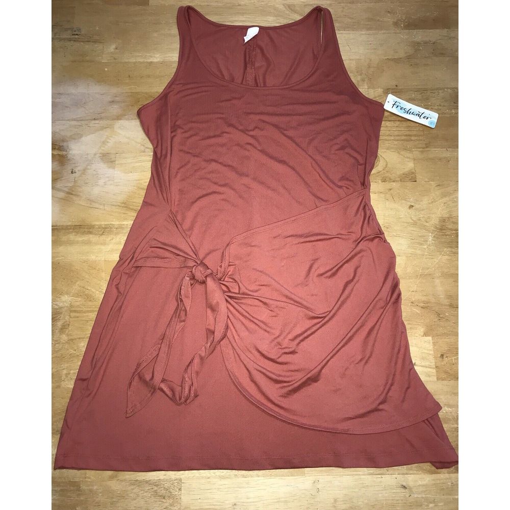 NWT Freshwater Womans Size XXL Terracotta Knot Front Jersey Dress 2XL Cover Up