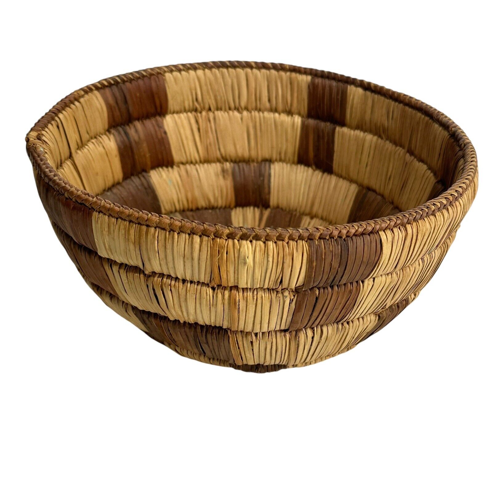 vintage coil wide weave Southwestern native american round basket Home Decor