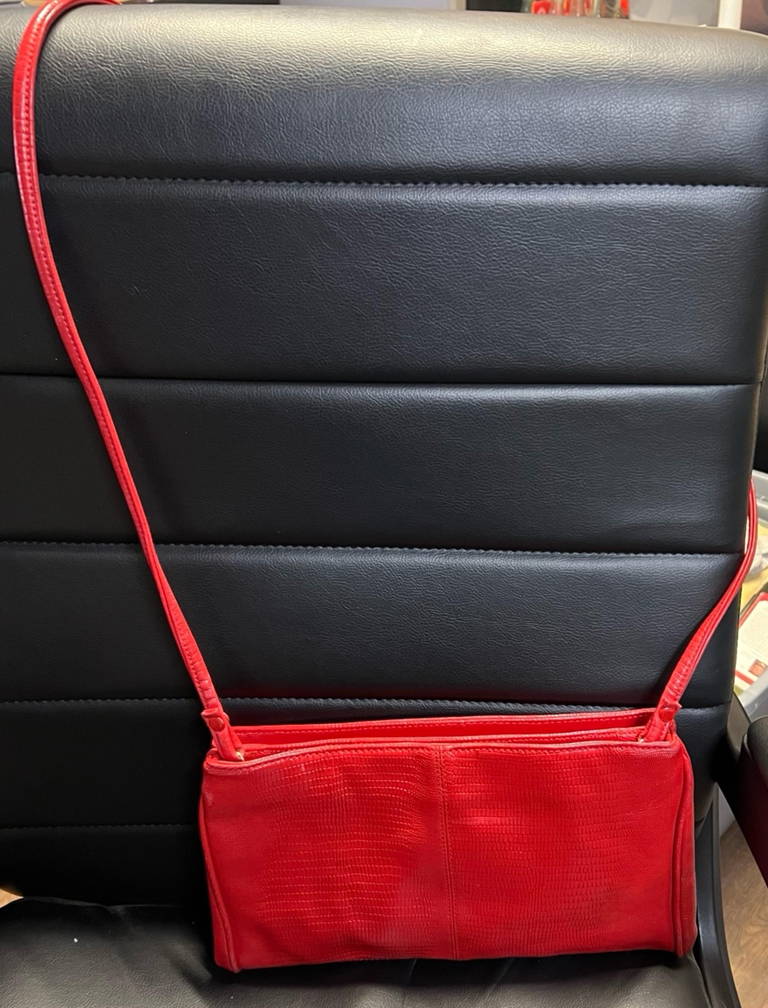 Vintage Bueno Faux Red Leather Clutch Bag