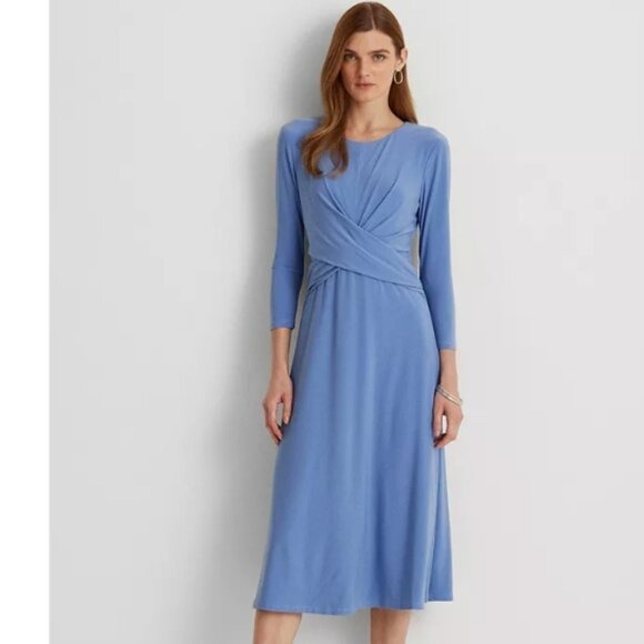 NWT Lauren Ralph Lauren Three-Quarter-Sleeve Jersey Dress sz-0