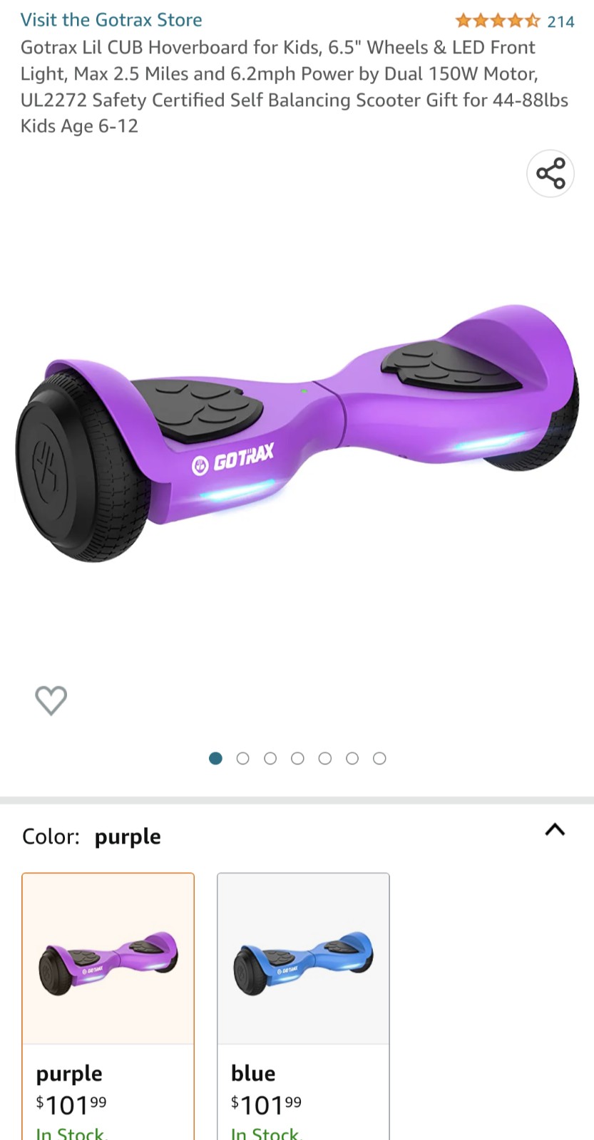 trax LIL CUB Hoverboard for Kids, 6.5 Wheels & LED Front Light, Max 2.5 Miles a