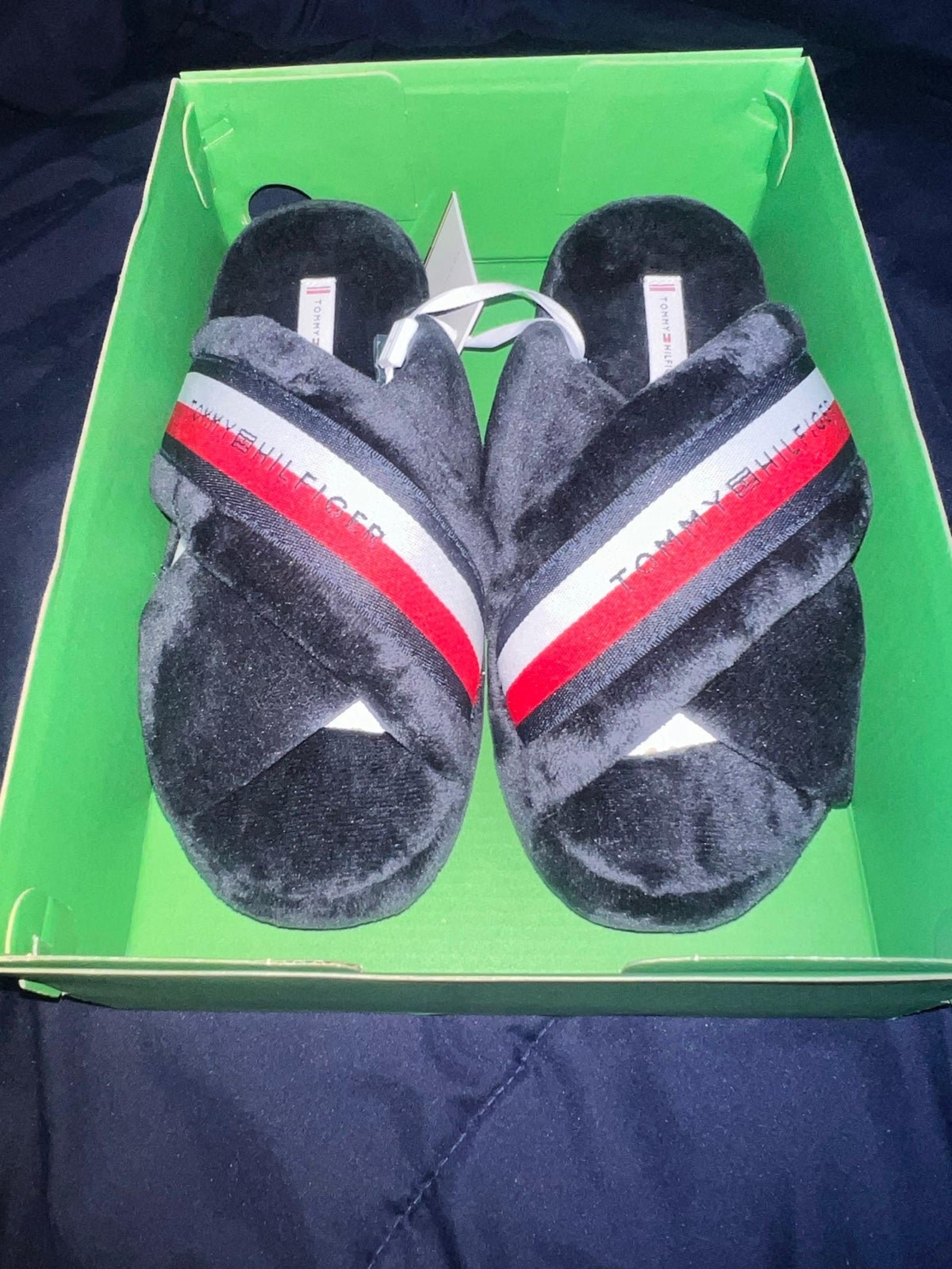 Tommy Hilfiger fuzzy slippers