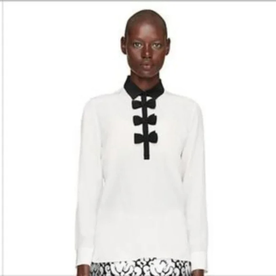 NWT Kate Spade Bow Placket Silk Top, Cream, Size XL