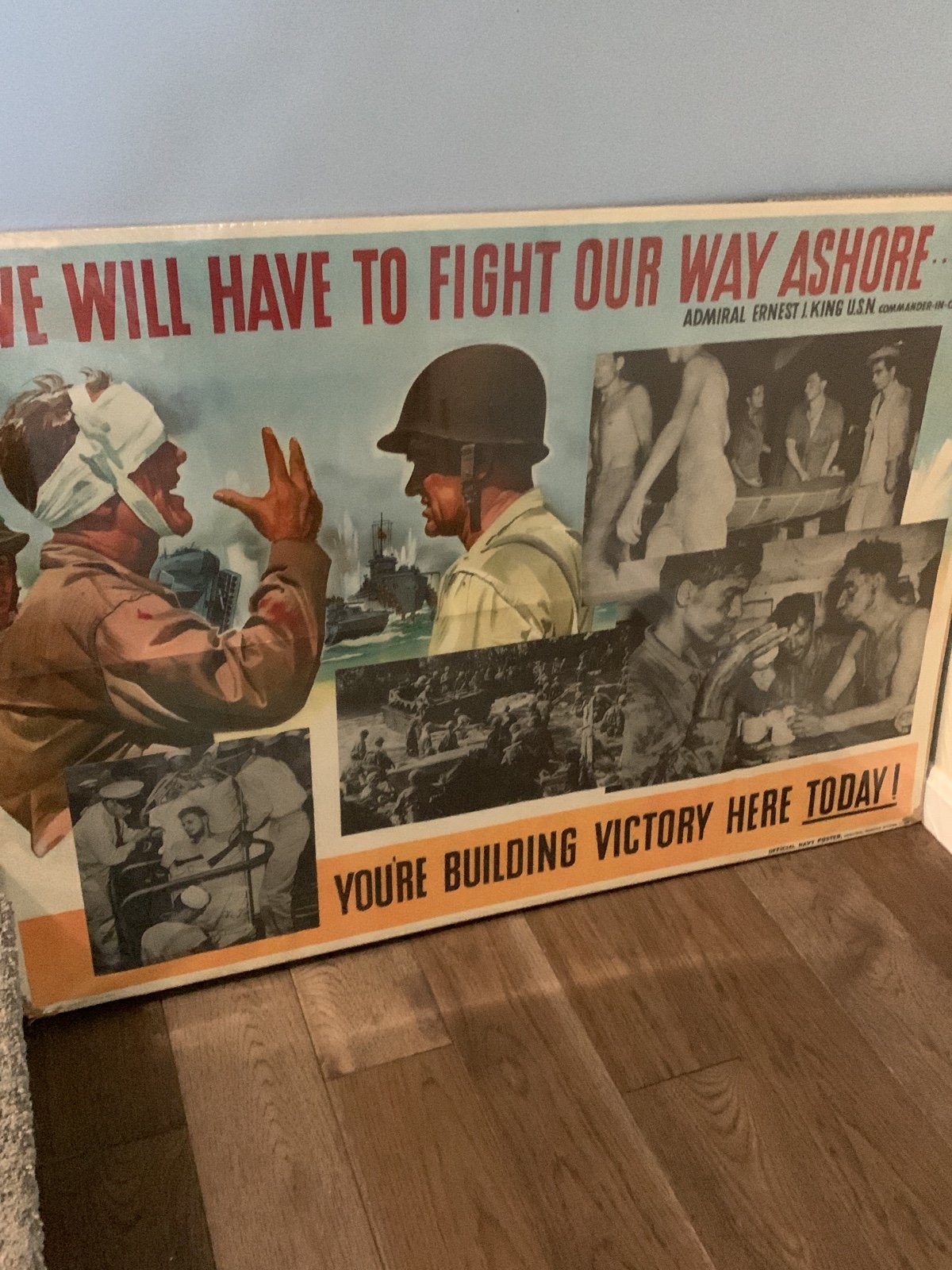 WWII Navy Poster Dated 1944 We Will Have To Fight Our Way Ashore