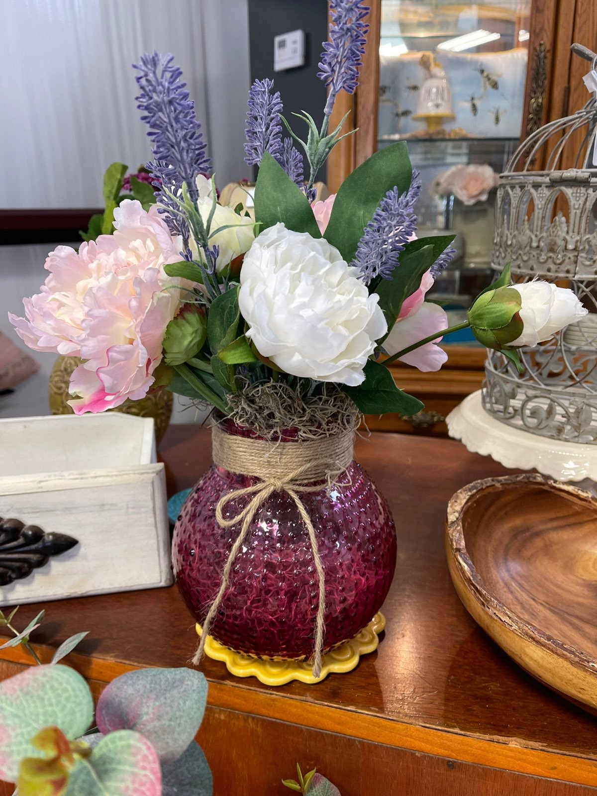 Floral Arrangement w/ Pink Hobnail Vase