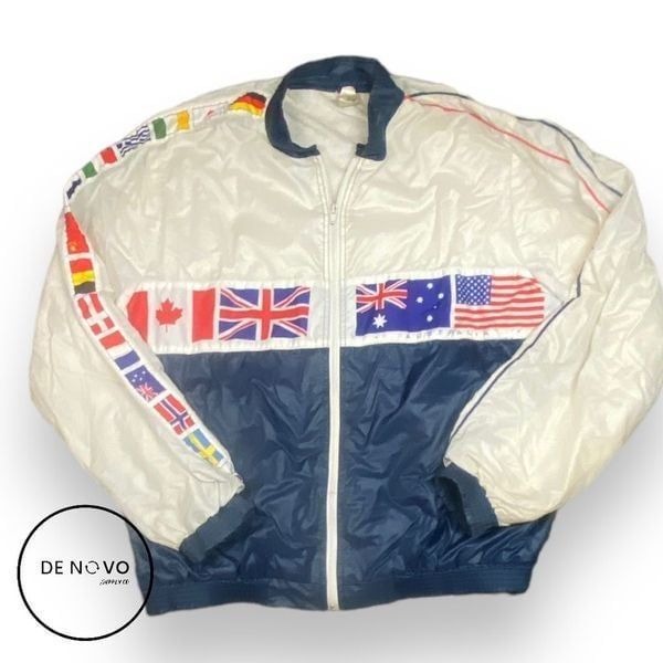 Sunbuster Men's Vintage Colorblock Long Sleeve Full Zip Bomber Jacket Size XL