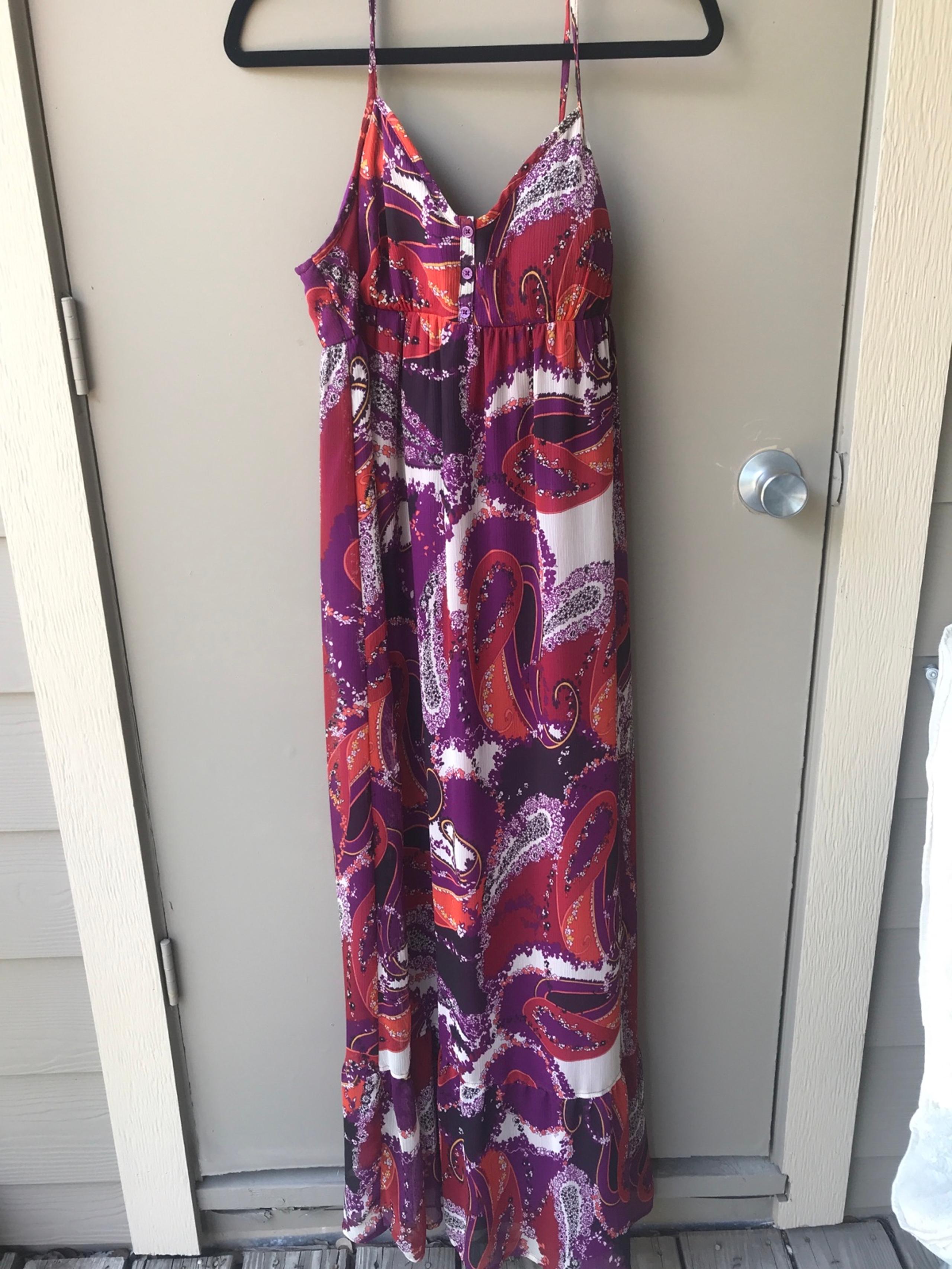 Purple Paisley Spaghetti Strap Maxi Dress Sz Large